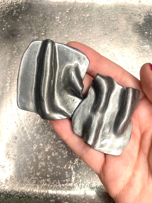 Crinkled Silver Statement Studs