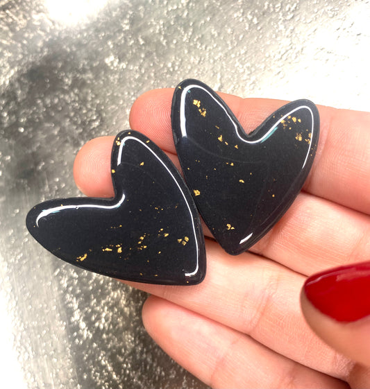 Black Heart Statement Studs